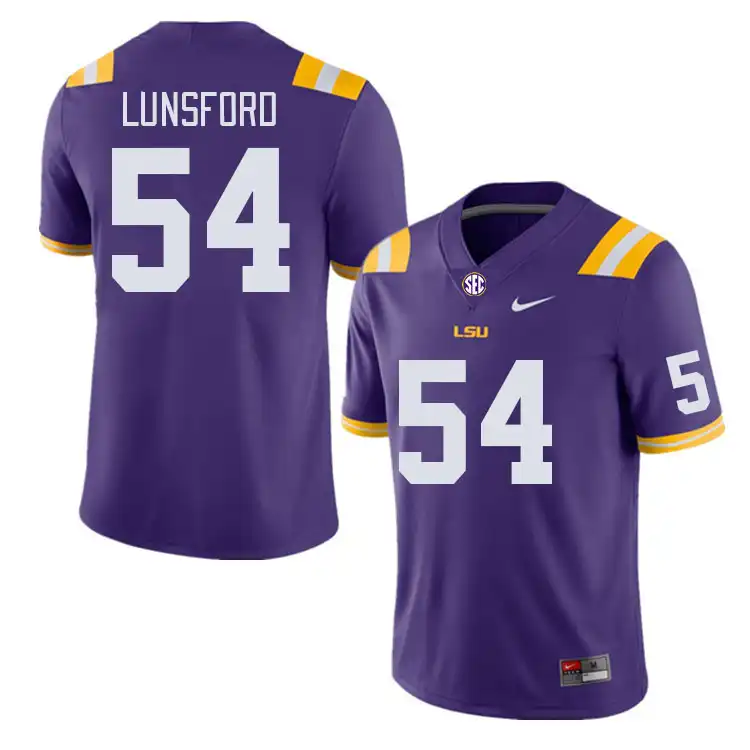 Men's LSU Tigers Martin Lunsford #54 Purple NCAA Football Jersey